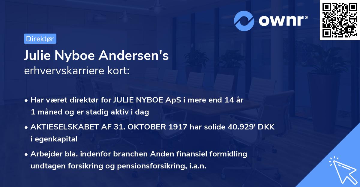 Julie Nyboe Andersen's erhvervskarriere kort