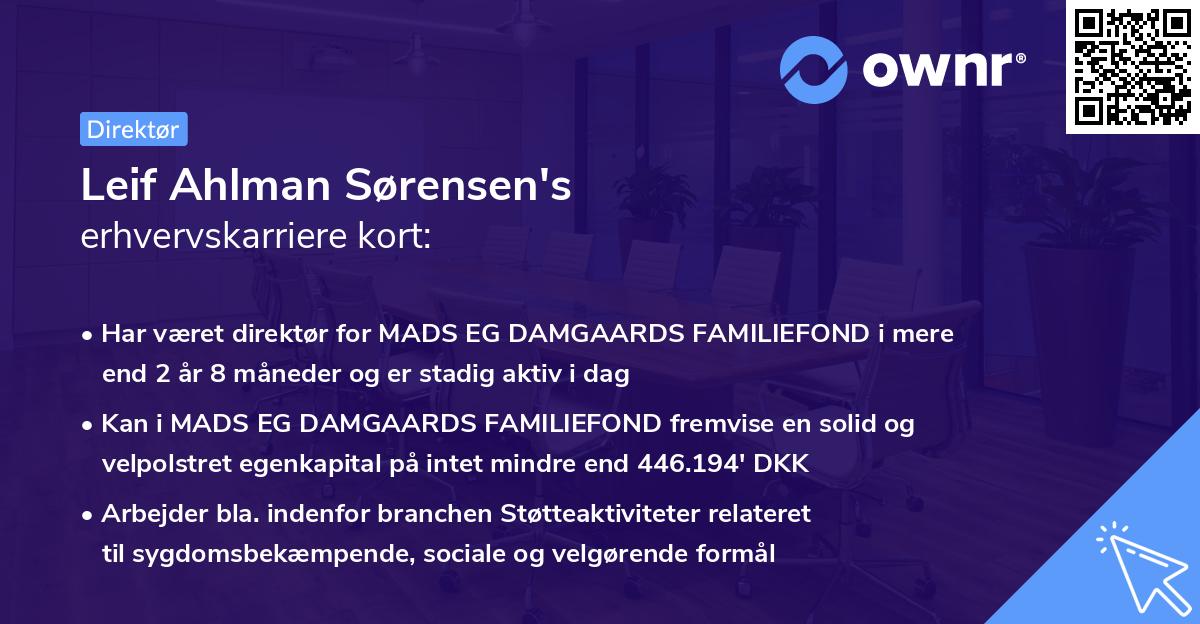 Leif Ahlman Sørensen's erhvervskarriere kort