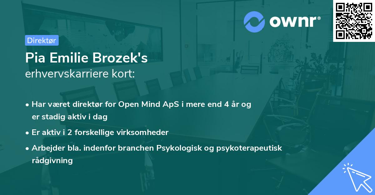 Pia Emilie Brozek's erhvervskarriere kort