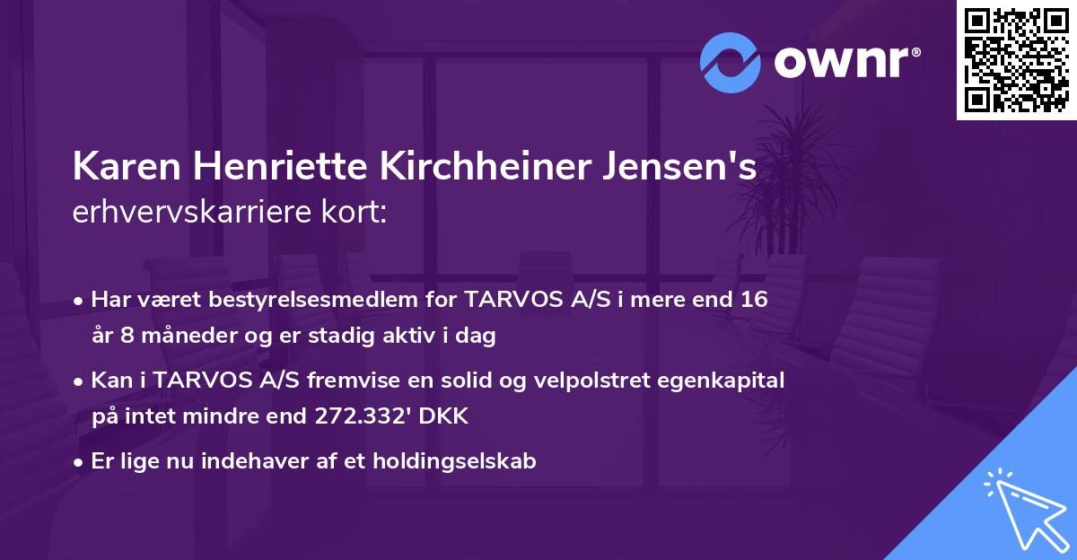 Karen Henriette Kirchheiner Jensen's erhvervskarriere kort