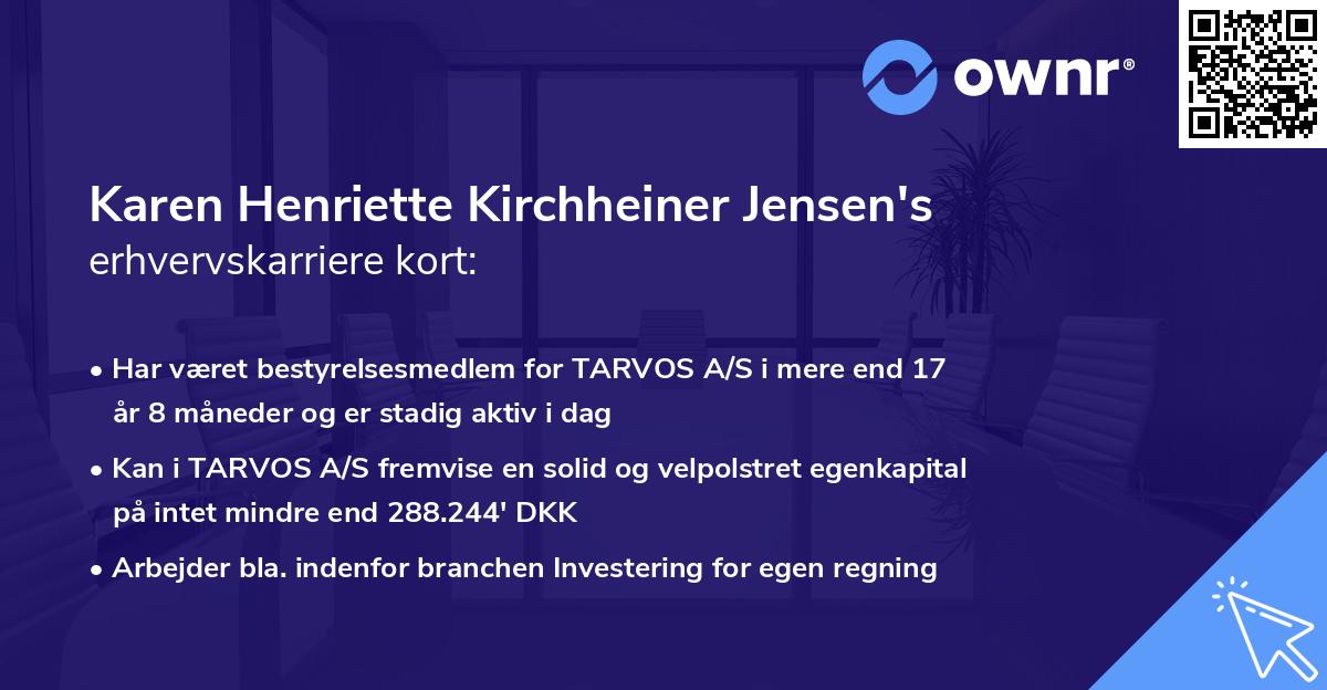 Karen Henriette Kirchheiner Jensen's erhvervskarriere kort
