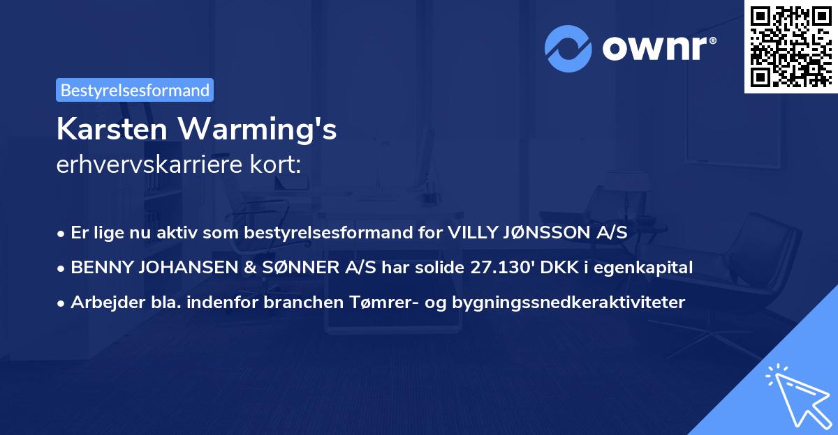 Karsten Warming's erhvervskarriere kort