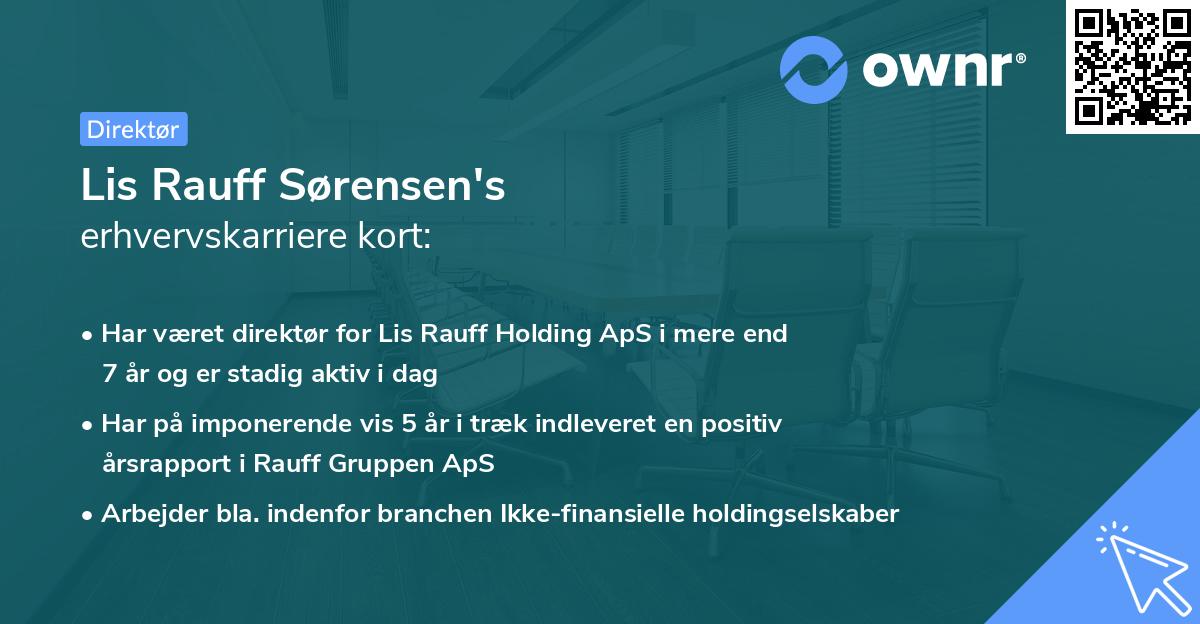 Lis Rauff Sørensen's erhvervskarriere kort