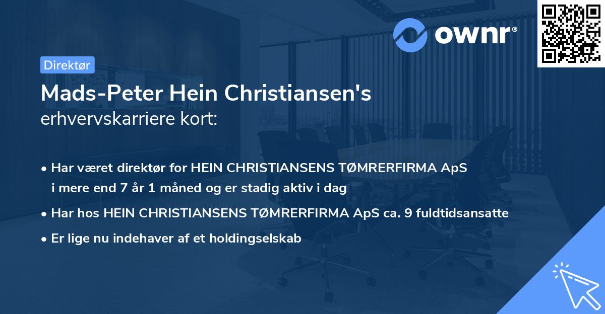 Mads-Peter Hein Christiansen's erhvervskarriere kort