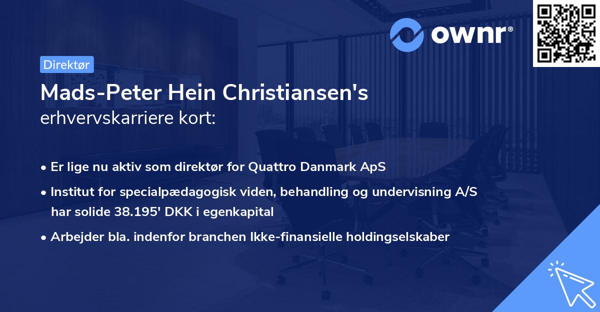 Mads-Peter Hein Christiansen's erhvervskarriere kort