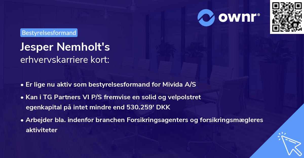 Jesper Nemholt's erhvervskarriere kort