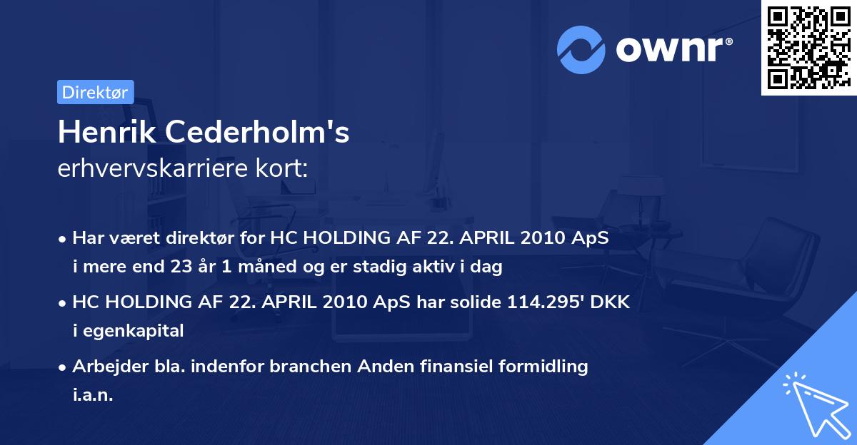 Henrik Cederholm's erhvervskarriere kort
