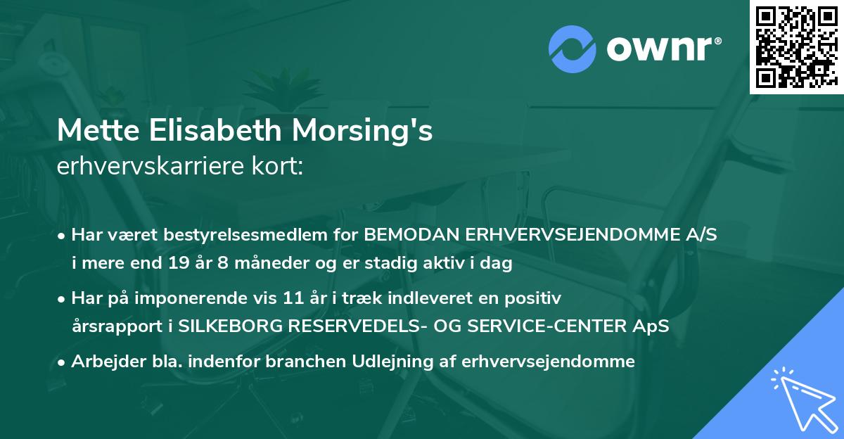 Mette Elisabeth Morsing's erhvervskarriere kort