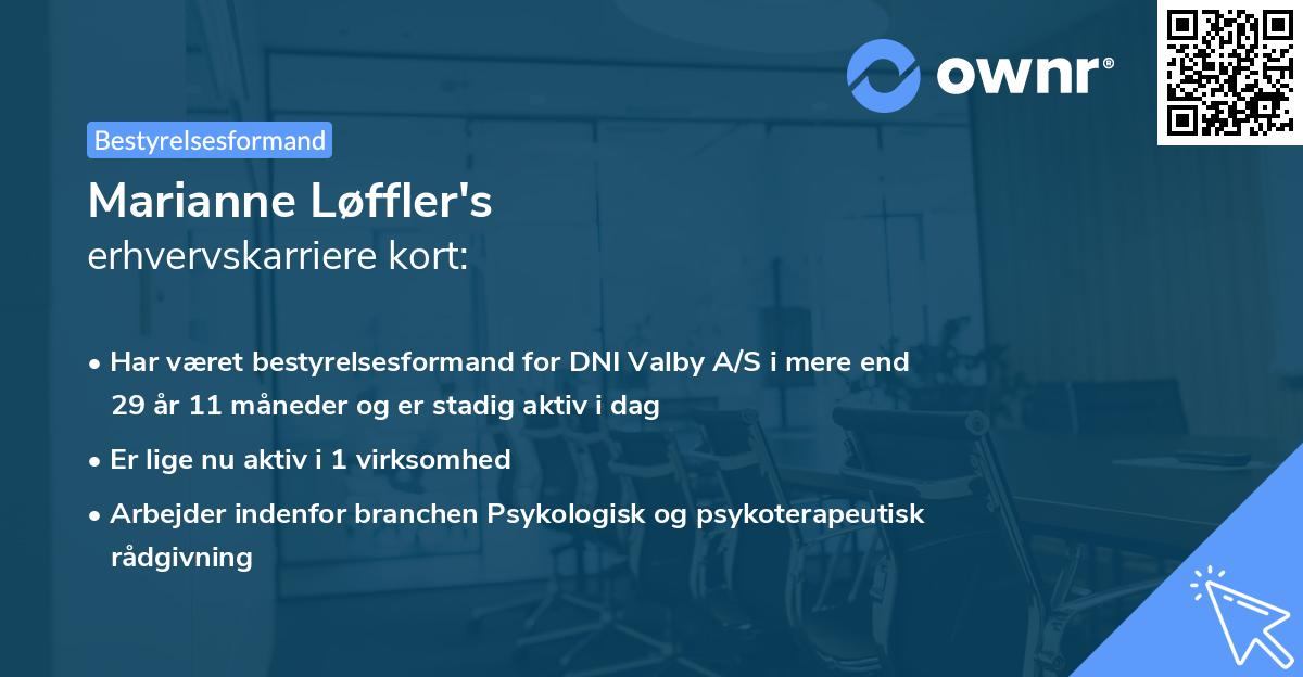 Marianne Løffler's erhvervskarriere kort