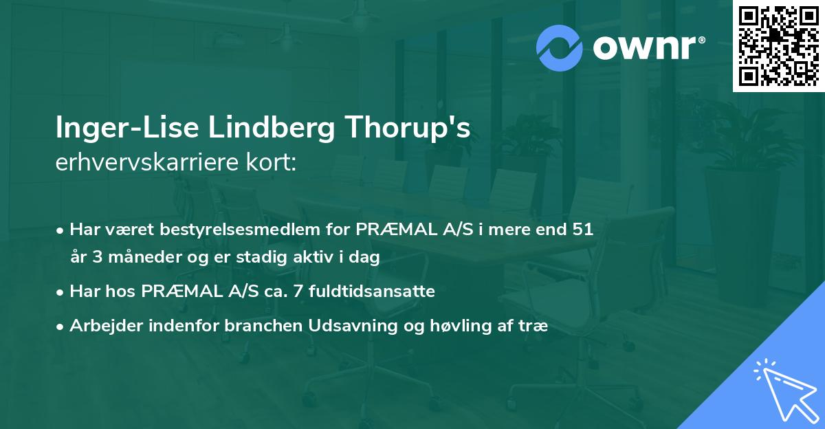 Inger-Lise Lindberg Thorup's erhvervskarriere kort