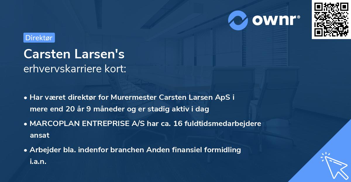 Carsten Larsen's erhvervskarriere kort