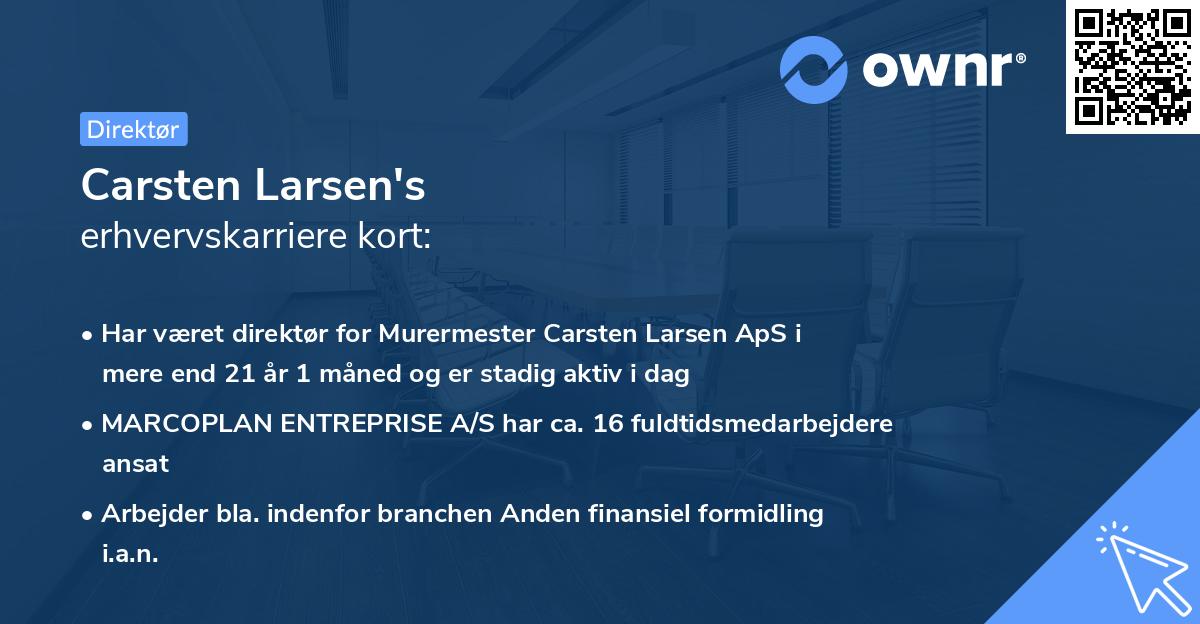Carsten Larsen's erhvervskarriere kort