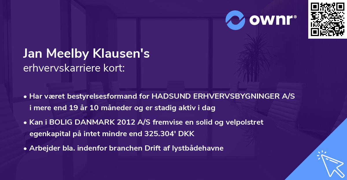 Jan Meelby Klausen's erhvervskarriere kort