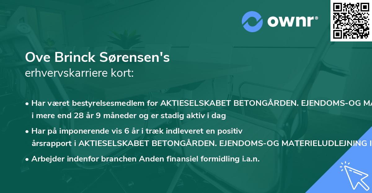 Ove Brinck Sørensen's erhvervskarriere kort