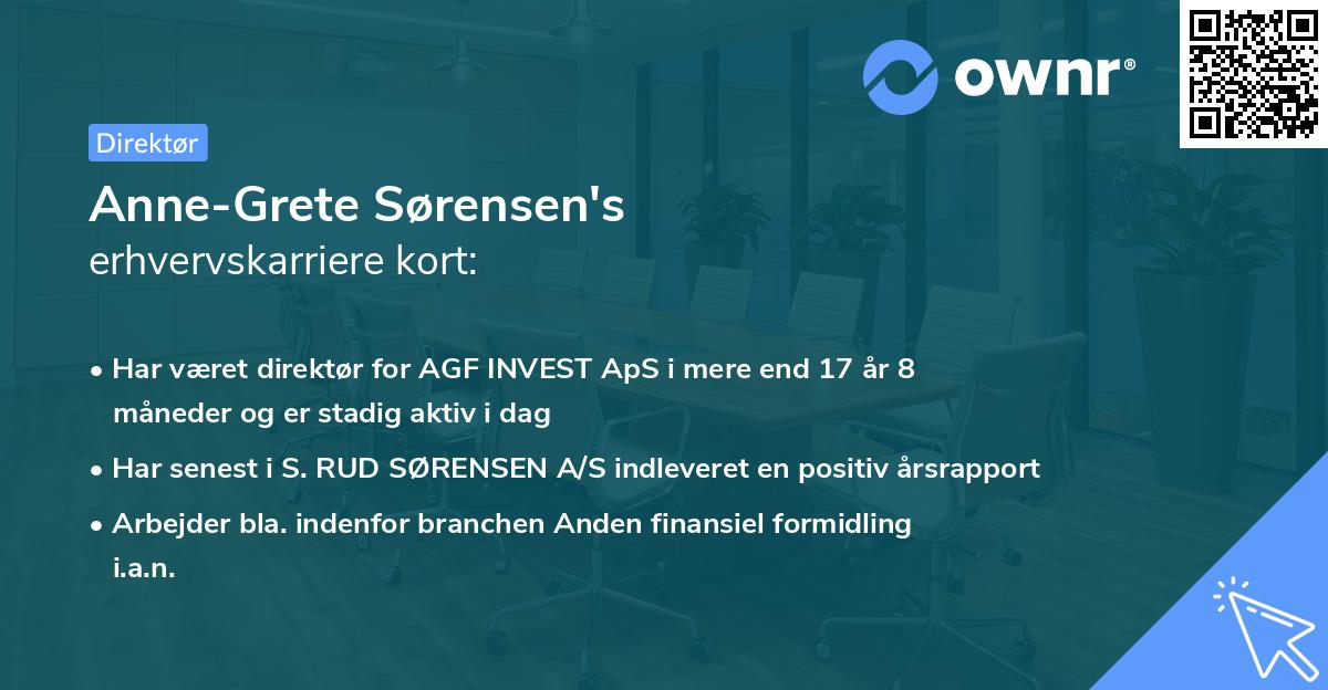 Anne-Grete Sørensen's erhvervskarriere kort