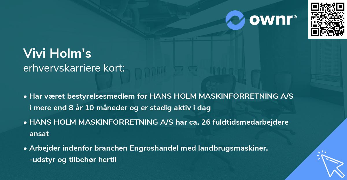 Vivi Holm's erhvervskarriere kort