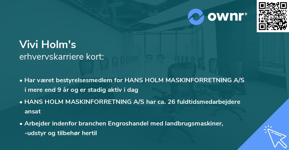 Vivi Holm's erhvervskarriere kort