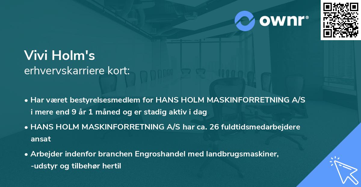 Vivi Holm's erhvervskarriere kort
