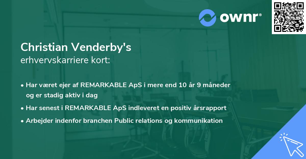 Christian Venderby's erhvervskarriere kort
