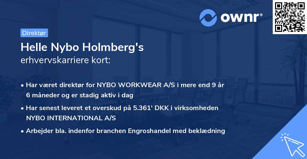 Helle Nybo Holmberg's erhvervskarriere kort