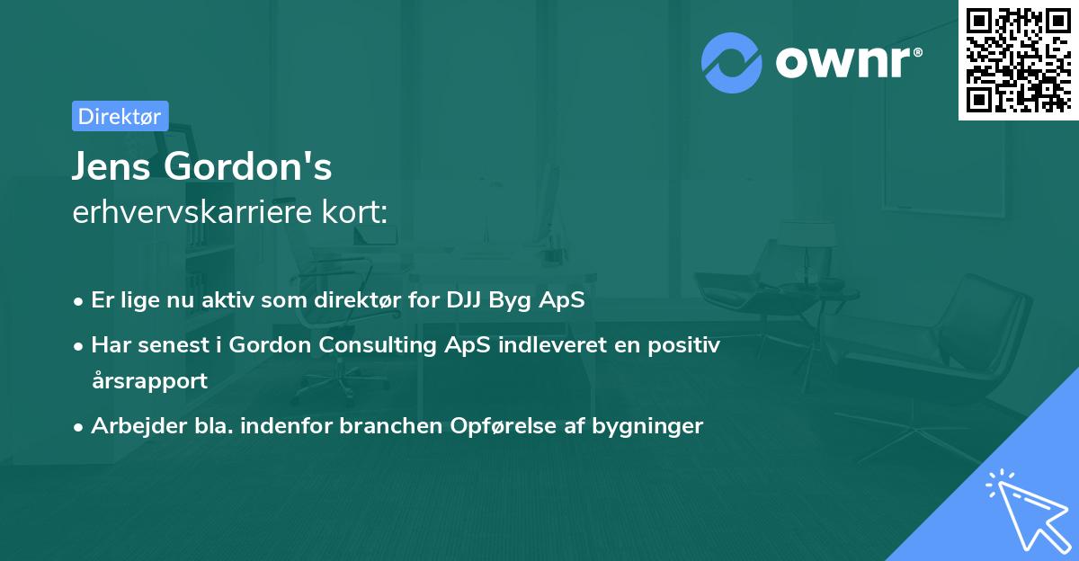 Jens Gordon's erhvervskarriere kort