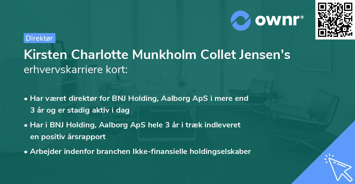 Kirsten Charlotte Munkholm Collet Jensen's erhvervskarriere kort