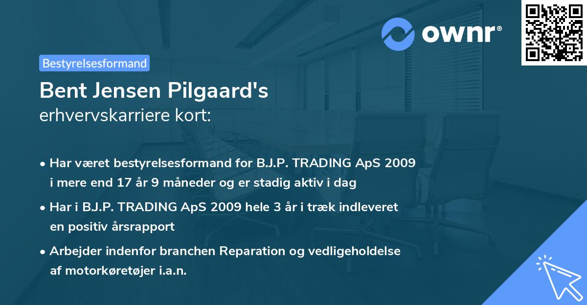 Bent Jensen Pilgaard's erhvervskarriere kort