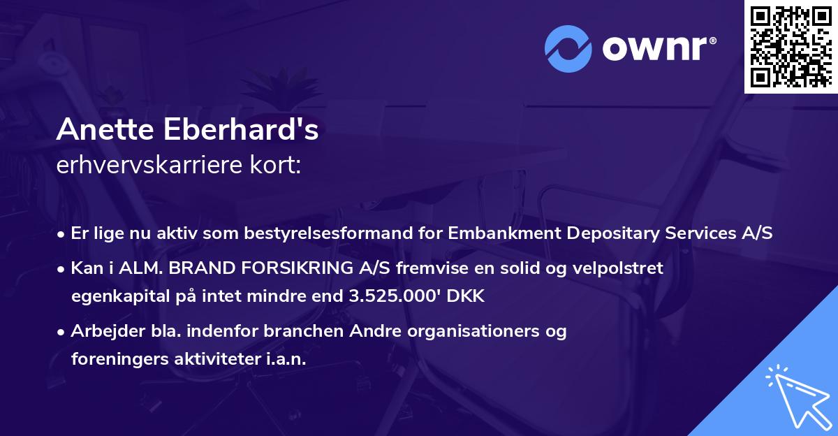 Anette Eberhard's erhvervskarriere kort