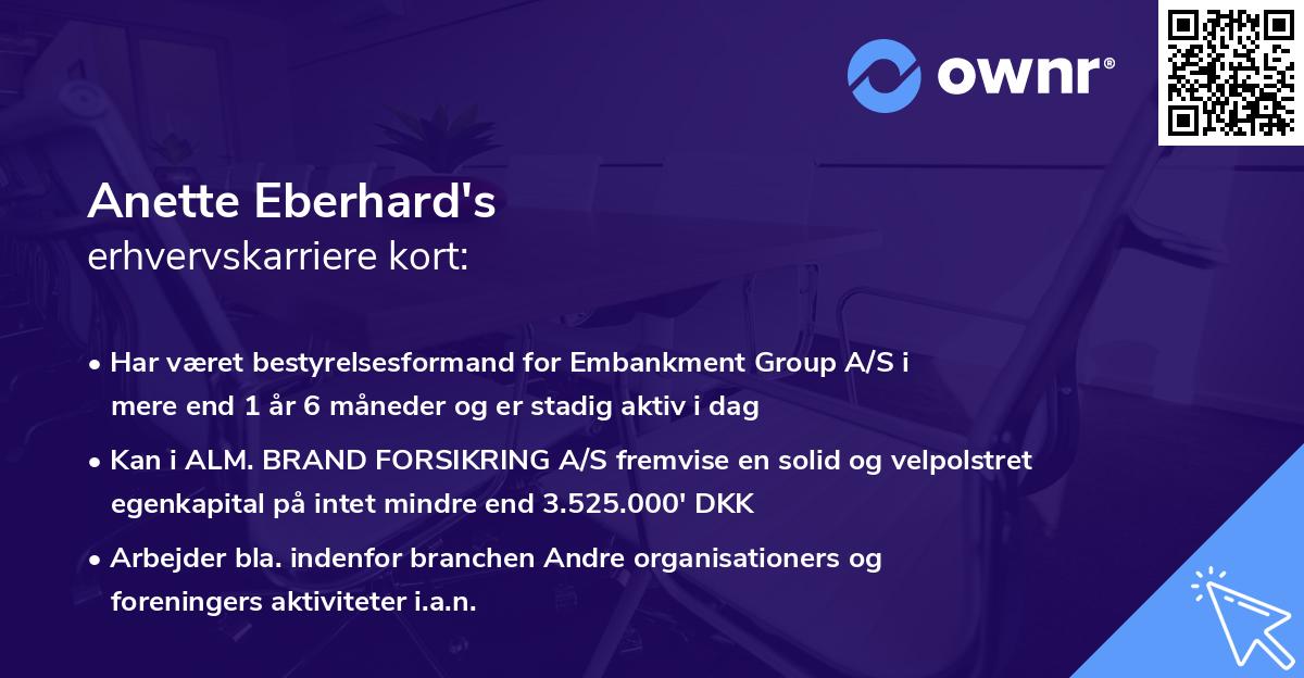 Anette Eberhard's erhvervskarriere kort