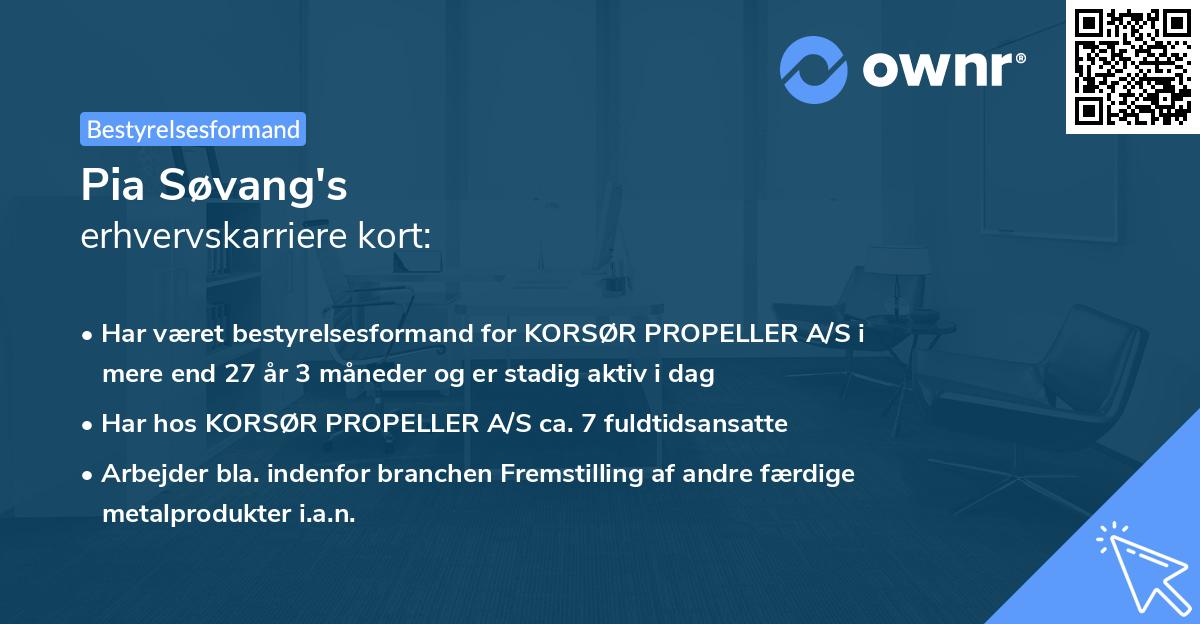 Pia Søvang's erhvervskarriere kort