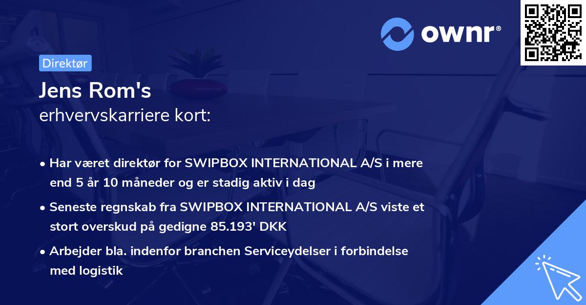 Jens Rom's erhvervskarriere kort