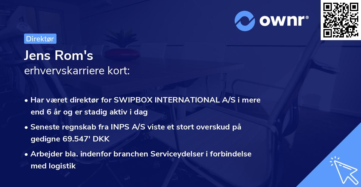 Jens Rom's erhvervskarriere kort