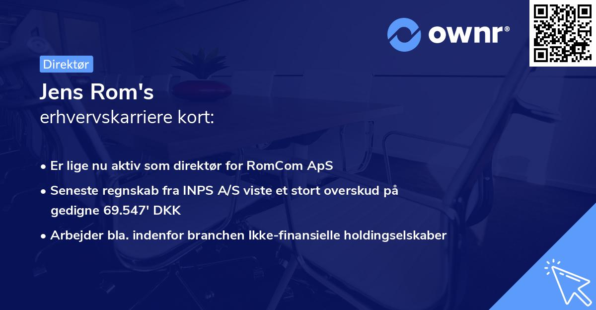 Jens Rom's erhvervskarriere kort