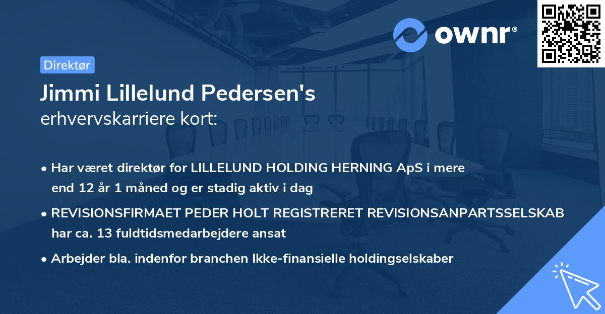 Jimmi Lillelund Pedersen's erhvervskarriere kort