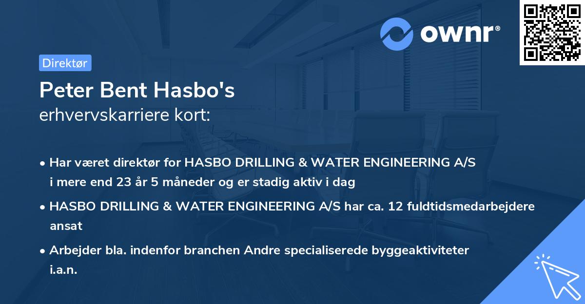 Peter Bent Hasbo's erhvervskarriere kort