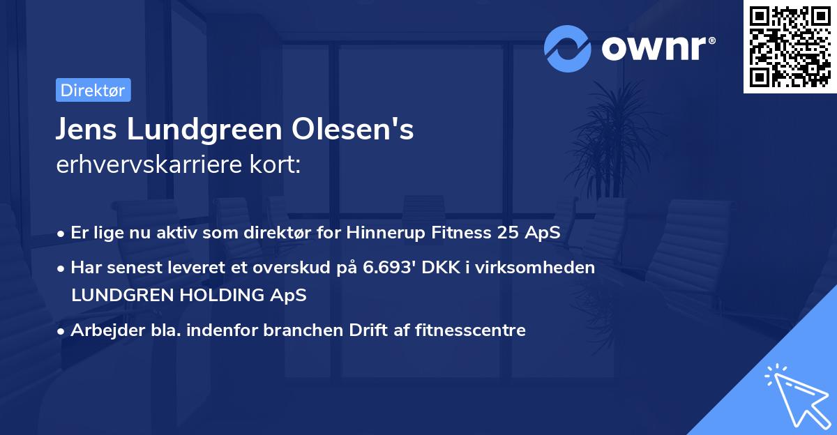 Jens Lundgreen Olesen's erhvervskarriere kort