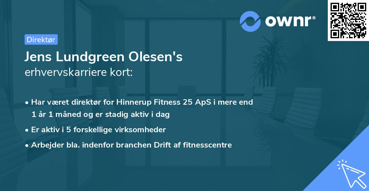 Jens Lundgreen Olesen's erhvervskarriere kort