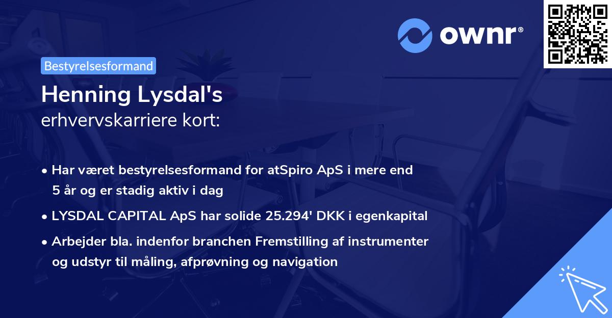 Henning Lysdal's erhvervskarriere kort