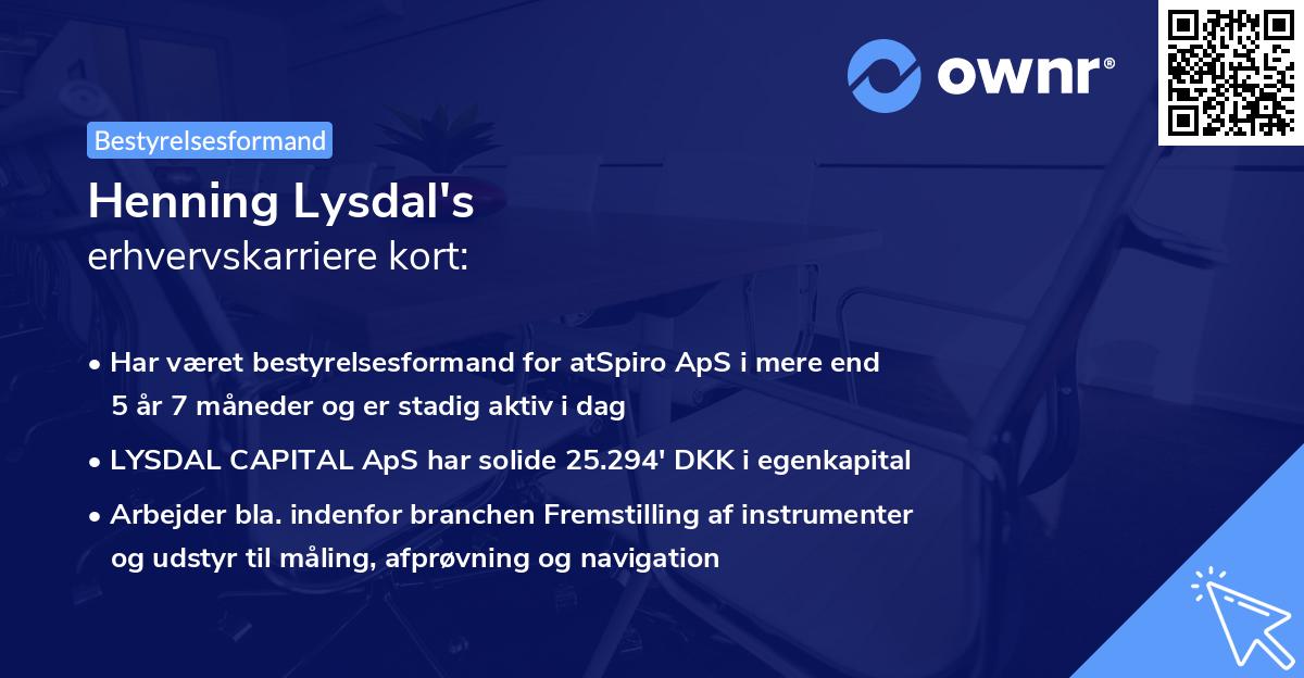 Henning Lysdal's erhvervskarriere kort