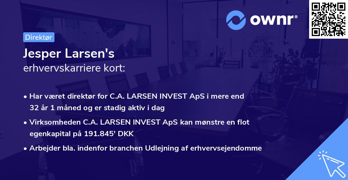 Jesper Larsen's erhvervskarriere kort