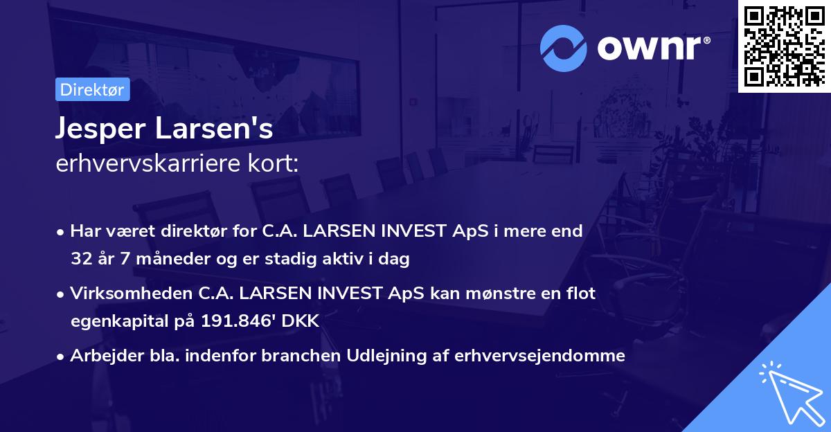 Jesper Larsen's erhvervskarriere kort