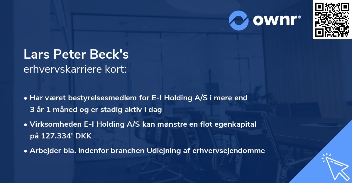 Lars Peter Beck's erhvervskarriere kort