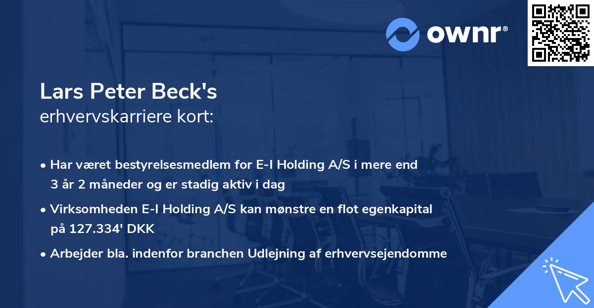 Lars Peter Beck's erhvervskarriere kort