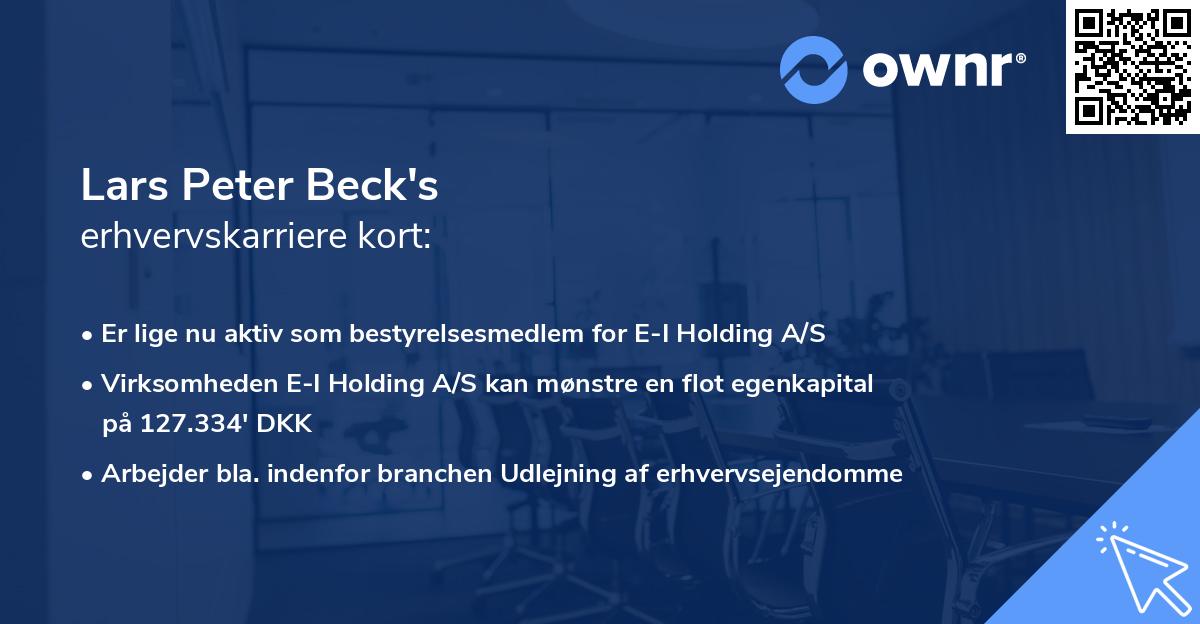 Lars Peter Beck's erhvervskarriere kort