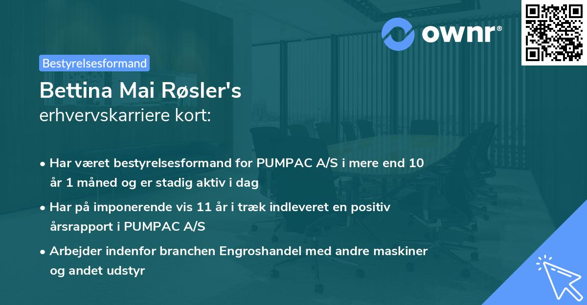 Bettina Mai Røsler's erhvervskarriere kort