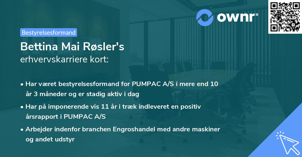 Bettina Mai Røsler's erhvervskarriere kort