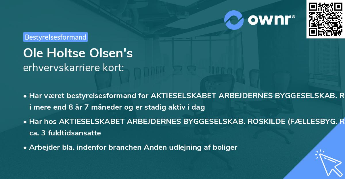 Ole Holtse Olsen's erhvervskarriere kort