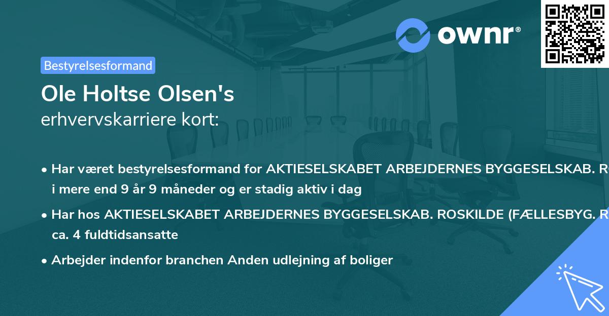 Ole Holtse Olsen's erhvervskarriere kort