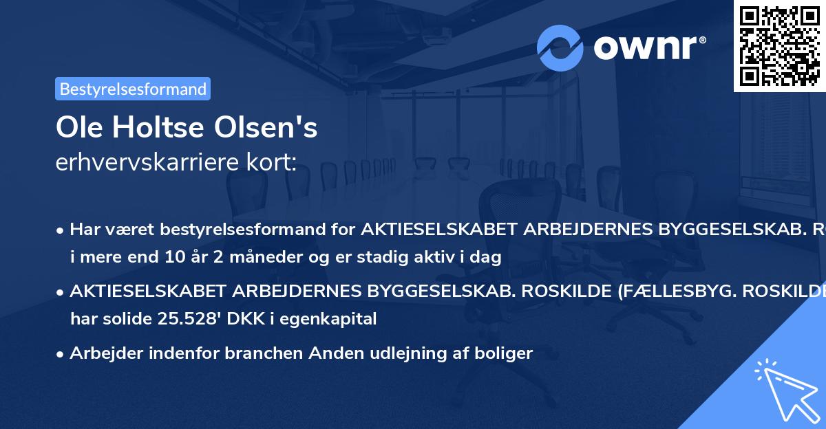 Ole Holtse Olsen's erhvervskarriere kort