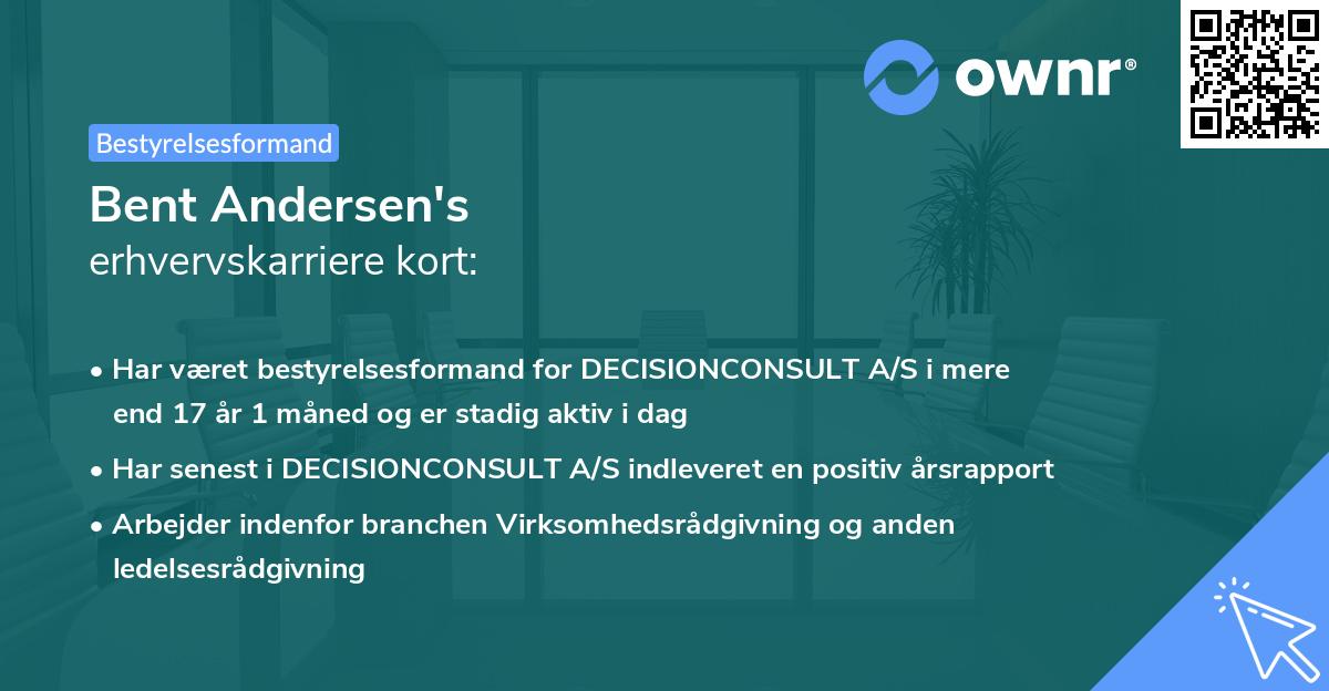 Bent Andersen's erhvervskarriere kort